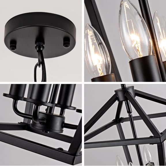 GVCXZBSS 5-Light Farmhouse Lantern Chandelier - Industrial Black Ceiling Light Fixture