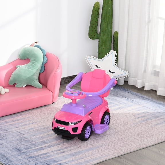 GVCXZBSS Aosom 3 in 1 Toddler Push Car Stroller Ride On - Pink 1-3 Years Old