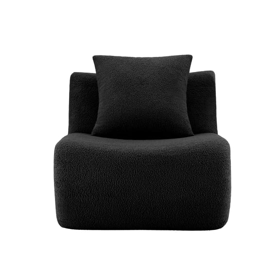 GVCXZBSS Armless Sofa with Pillow - Teddy Fabric Black 70