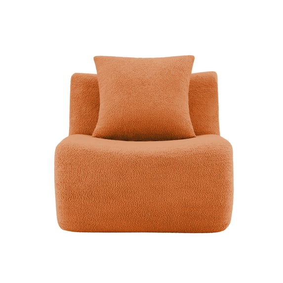 GVCXZBSS Armless Sofa with Pillow Teddy Fabric-Orange