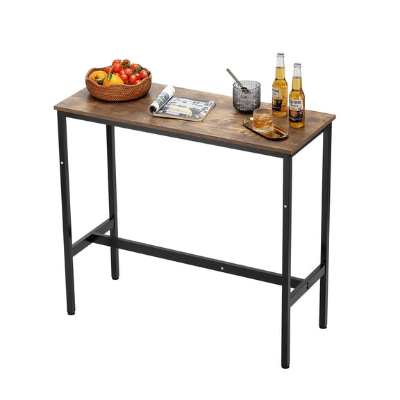 GVCXZBSS Bar Height Pub Table - 39x16x35.5 in Metal & Wood Cocktail Table