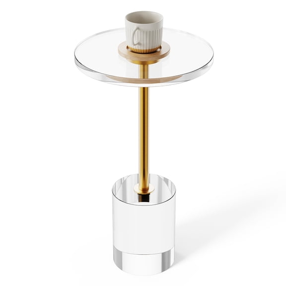 GVCXZBSS Clear Acrylic End Table - 11.9" Round, Solid Base, Living Room, Bedroom - End Tables