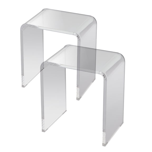 GVCXZBSS Clear Acrylic End Table - 2 C-Shaped Lucite Side Tables for Living Room, Bedroom, Study