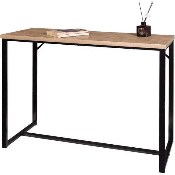 GVCXZBSS Coastal Modern Console Table - Natural Wood Top, Black Metal Legs - 39"L x 14"D x 31"H - Console Tables
