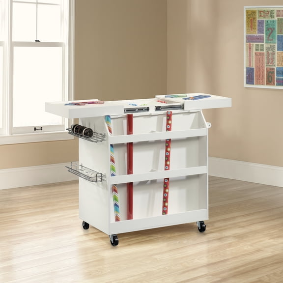 GVCXZBSS Craft Cart, White Finish - Slide-Out Storage Organizer