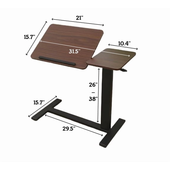 GVCXZBSS Folding Overbed Bedside Table - Walnut Laptop Desk with Wheels