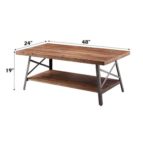 GVCXZBSS Ikram Coffee Table - Weathered Oak & Sandy Black, 36 x 20