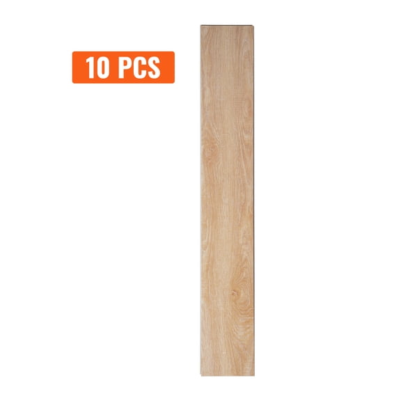 GVCXZBSS Interlocking Vinyl Floor Tiles 48x7.3" - 10 Tiles, Natural Wood Grain DIY Flooring