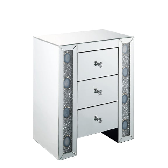 GVCXZBSS Mirrored Accent Table - 3 Drawers, Faux Agate Stone Finish - 26H