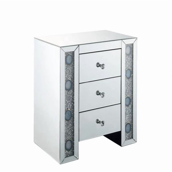 GVCXZBSS Mirrored Accent Table - 3 Drawers, Faux Agate Stone Finish - 26"H - End Tables