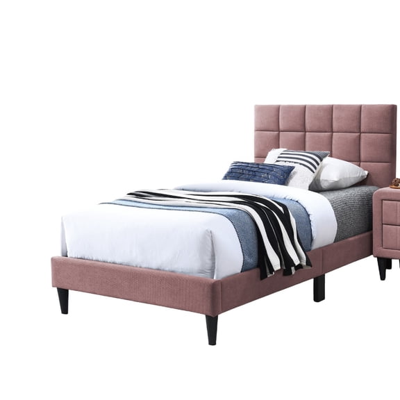 GVCXZBSS Pink Linen Adjustable Twin Size Bed - Biscuit Tufted Headboard 1pc