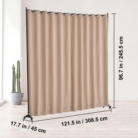 GVCXZBSS Room Divider Panel - 96x120" Brown Privacy Screen with Wheels