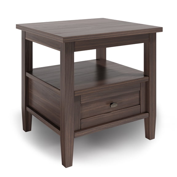 Dokea Warm Shaker End Table - 2 Piece Set, Solid Wood, Walnut Brown - End Tables