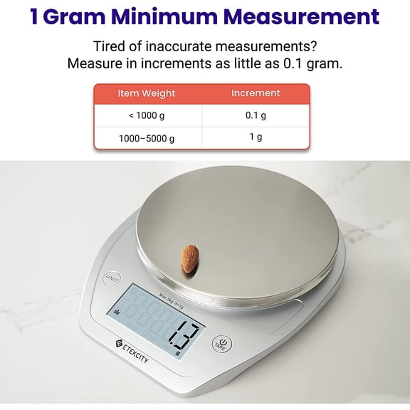 GVDCC-0.1g Food Kitchen Scale, Bowl, Digital Grams and Ounces for Weight Loss, Dieting, Baking, Cooking, and Meal Prep, 11lb/5kg, Stainless Steel Silver