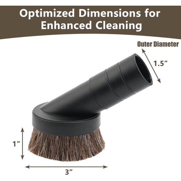 GVDCC-1.5" Vacuum Dust Brush Attachment Compatible with Pro Team Backpack Vacuum - 3" Round Dusting Brush with 1 1/2" Reducer Compatible with Vac Cleaner Parts # 100110; Soft Horse Hair for Better Cl