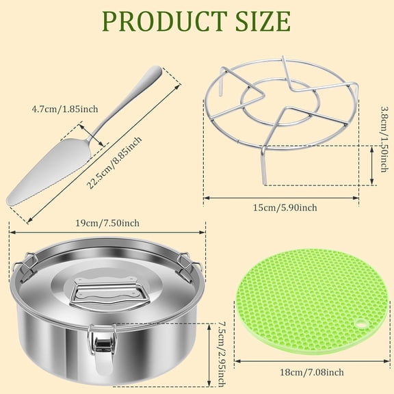 GVDCC-1.5Qt Flan Mold with Lid, 304 Stainless Steel Flan Pan with Spatula Steam Rack Silicone Heat Pad Practical Baking Supplies for Cake Cheesecake Dessert Flan Mold