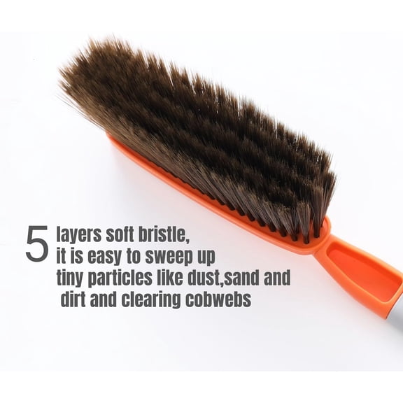 GVDCC-1 Pack 15" Hand Broom Brush,Soft Bristle Cleaning Brush,Counter Brush, Crumb Debris Sweeping Brush,Dusting Brush,Comfort for Car Bed Couch Desk Sofa Furniture Clothes,Small Particles Hair Remov