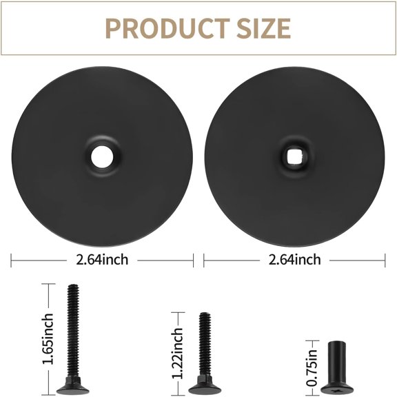 GVDCC-1 Pack Door Hole Cover Plate,Stainless Steel Deadbolt Cover Plate with Screws, Fits 2 5/8" Diameter Round Door Knob Hole, Easy Installation for Privacy and Security (Black)