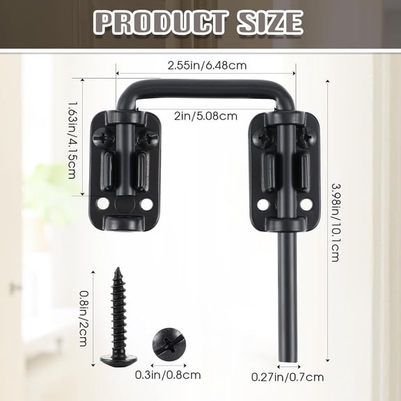GVDCC-1 Pcs Black Patio Sliding Door Loop Lock 2 in. U-Shaped Latch Hook Locks Home Safety Lock for Sliding Doors, Windows, Barns, Gardens, Screens