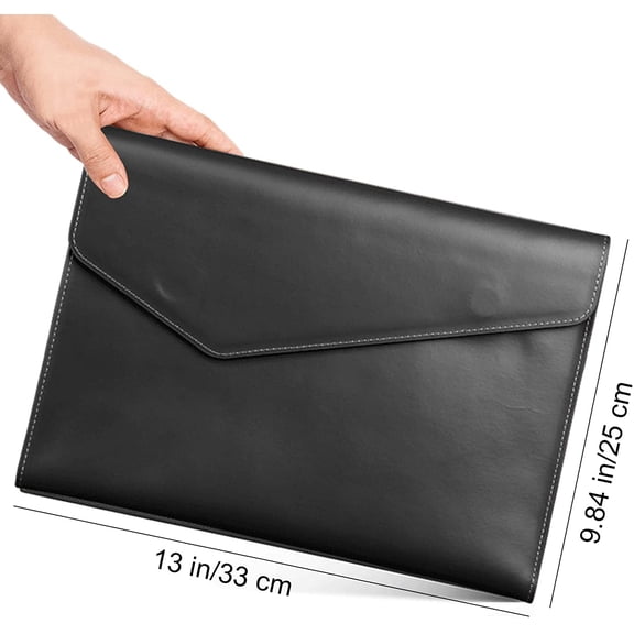 GVDCC-1 Piece File Folders PU Leather Expanding Document Holder File Jacket Filing Envelope for A4 Letter Size Paper with Invisible Magnetic Closure Black