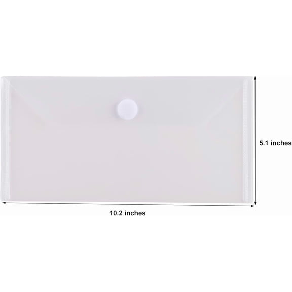 GVDCC-#10 Clear Plastic Envelopes 5 x 10 Money Receipt Bill Storage Holder 20 Pack Hook Loop Closure