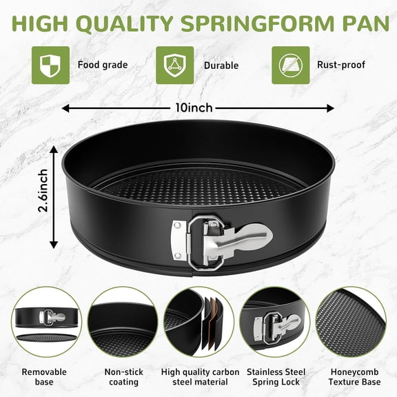 GVDCC-10 Inch Springform Pan with Removable Bottom, Non-stick Round Spring Form Cake Mold Cheesecake Pan For Baking