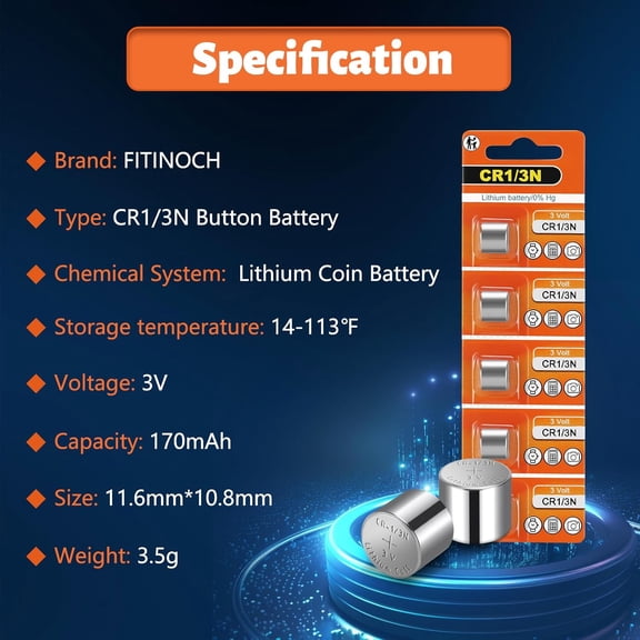 GVDCC-10 Pack 1/3N CR1/3N DL1/3N 3V Lithium Battery High Capacity 170mAh for Pistol Laser