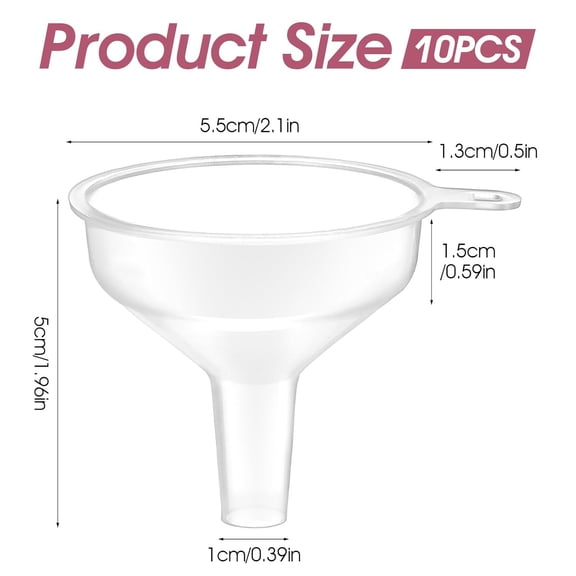 GVDCC-10 Pack Small Funnels Food Grade Mini Funnel Easily Transfer Liquids Granules Powders Plastic Funnels for Kitchen Use Filling Bottles Water Bottle Funnel Lotion Essential Oils
