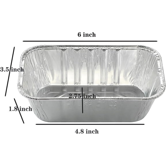 GVDCC-100 Pack 1Lb mini Loaf Pans Heavy Duty Disposable Aluminum Foil Bread Tins Standard Size 6" X 3.5" X 2.5" Oven Safe Sturdy Small Bread Tin Pans 1 Pound Loaf Pans