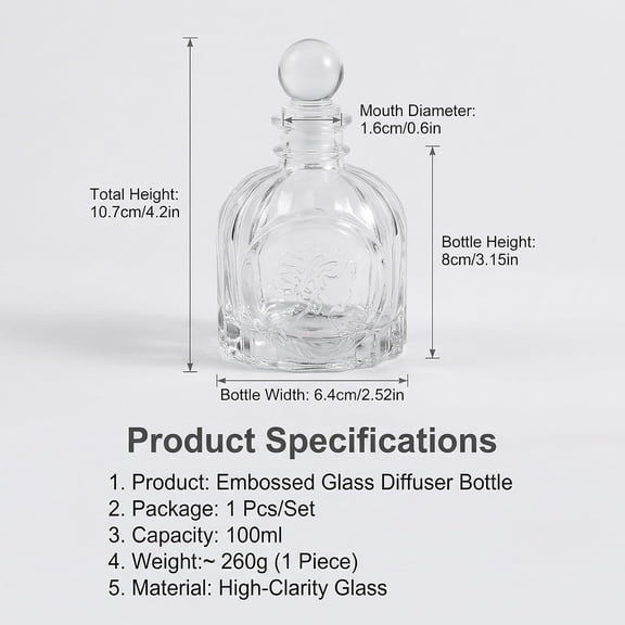 GVDCC-100ml/3.3oz Clear Glass Diffuser Bottle with Women Head Pattern, Multifunction Aromatherapy & Home Decor, 1PC
