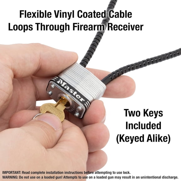 GVDCC-107DSPT Keyed Gun Lock Padlocks, 14 in cable, Steel with 1-1/8" Wide Padlock