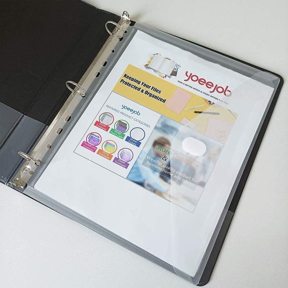 GVDCC-11 Holes Clear Poly Envelope Binders Pocket Insert with Hook and Loop Closure Letter Size 20 Packs(Transparent)
