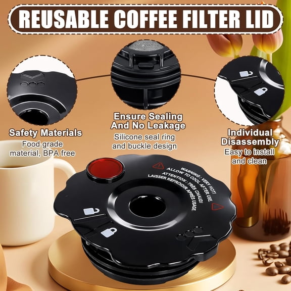 GVDCC -119367 Reusable Coffee Filter Cover Lid Compatible with Keurig My K-Cup 2.0 Series K200 K250 K300 K350 K400 K450 K460 K475 K500 K550 K560 K575 Brewers (3 Pack)