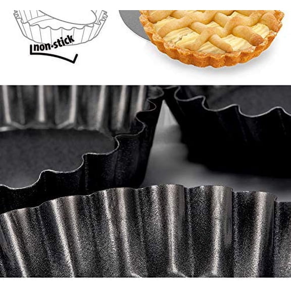 GVDCC-12 Inch Non-Stick Tart Quiche Flan Pan Molds Round Removable Loose Bottom Fluted Heavy Duty Pie Pizza Pan