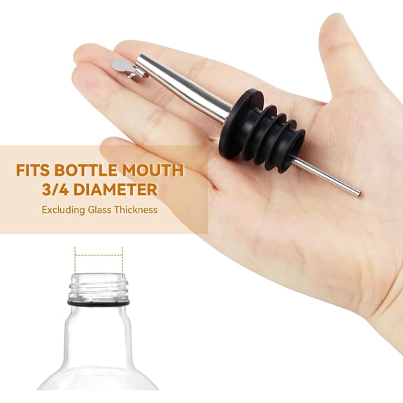 GVDCC-12 Pack Liquor Pour Spout with Dust Caps Stainless Steel Pourers Spouts for Alcohol, Olive Oil, Bar Bartender Accessories (Automatic Cover)