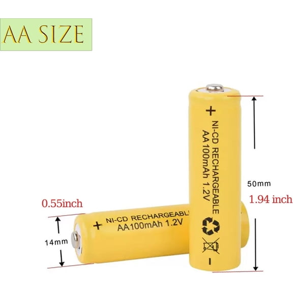 GVDCC-12 Packs 1.2V AA 100mAh NiCd Rechargable Batteries Cell for Solar String Lights,Outdoor In-Ground Lights,Low-Drain Devices
