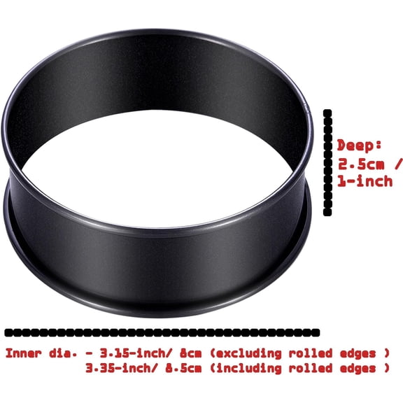 GVDCC-12Packs Crumpet Rings NONSTICK English Muffin Rings 3.15 Inch Stainless Steel Double Rolled Tart Ring Upgraded Round Metal Baking Cooking Pastry Ring Molds for muffins, pancakes