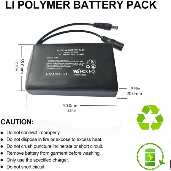 GVDCC-12V 5600mAh Lithium ion Battery Pack with Charger Compatible with 12V Devices, Bike Light, DIY Project, Radio, Fishing Light,LED Light Strip, CCTV Camera
