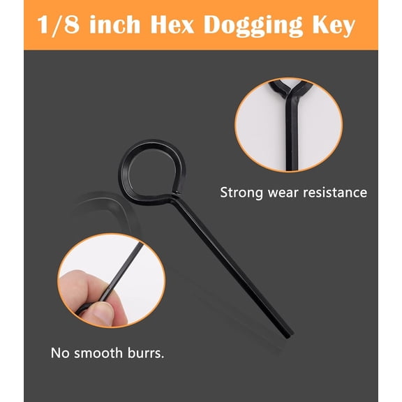 GVDCC-12pcs Black 1/8" Standard Hex Dogging Key with Full Loop, Metal Allen Wrench Door Key for Push Bar Panic Exit Device