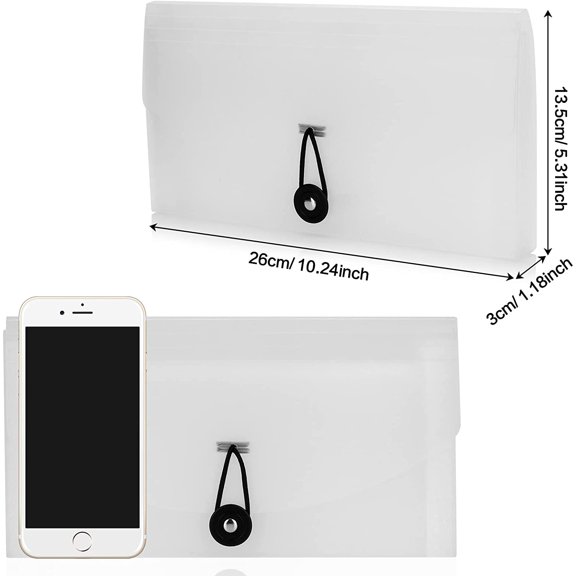 GVDCC-13 Pocket Receipt Folder/ Accordion File Organizer/ Plastic Check Bill File Folder/Expanding File Folder/ Expanding Coupon Organizer with Labels/ Document Organizer Folder (White Translucent)