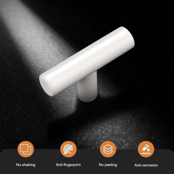 GVDCC-15 Pack| White Cabinet Knobs 2" Overall Length Single Hole Kitchen Bathroom Cabinet Handles Euro T Bar Knobs Modern Cabinet Hardware Cupboard Drawer Closet Handle Pulls