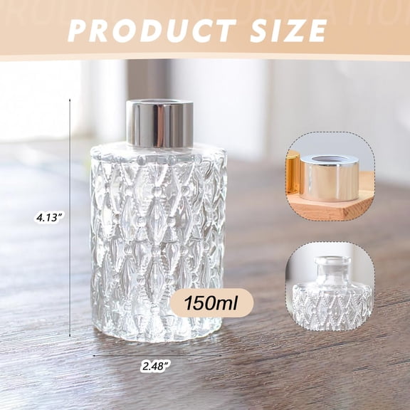 GVDCC-150ml/5oz Glass Diffuser Bottles Empty Clear Diffuser Jars Aromatherapy Container Fragrance Accessories Use for DIY Replacement Sticks Sets Essential Oils Crafts Decor