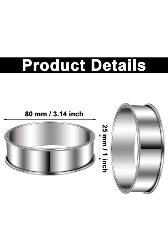 -16 Pcs English Muffin Rings Nonstick Double Rolled Crumpet Rings Round Cookie Cutter Biscuit Cutters Double Rolled Tart Stainless Steel Round Muffin Tart Molds for Home Baking(3 Inch)