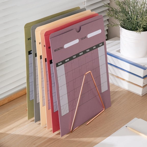 GVDCC-18 Pack File Folder Jackets Letter Size Paper Pocket File Folder with Reinforced Straight-Cut Tab Pre-Printed Job Folders No Expansion Organizer, Morandi Colors, Vertical Calendar Design