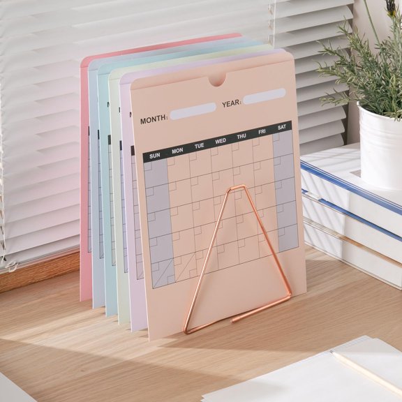 GVDCC-18 Pack File Folder Jackets Letter Size Paper Pocket File Folder with Reinforced Straight-Cut Tab Pre-Printed Job Folders No Expansion Organizer, Soft Colors, Vertical Calendar Design