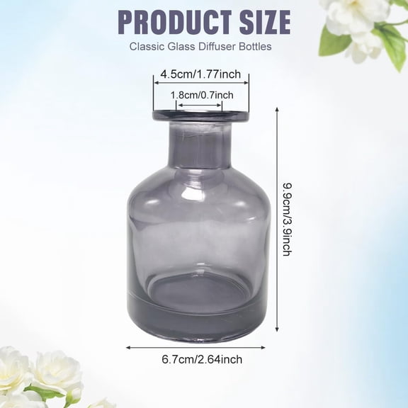 GVDCC-1Pcs 150ml/5oz Empty Glass Diffuser Bottle Aromatherapy Jar Container Fragrance Accessories Use with Essential Oils Replacement Diffusers Reed Sticks DIY Crafts Decor Gray