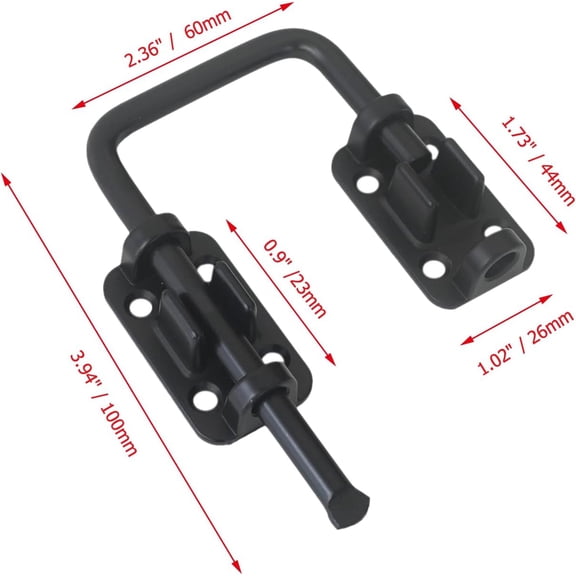 GVDCC-2.36" Sliding Door Loop Lock U Shaped, Metal Flip Bolt Latch, Small Slide Latches Hardware for Uneven Doors, Home Security - Black