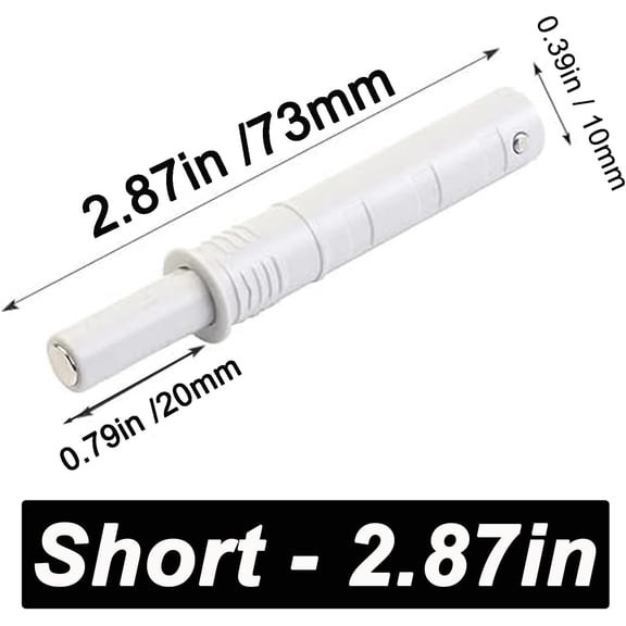 GVDCC-2.87" Push to Open Cabinet Hardware 10 Pack Push Latch & Lock for Hidden Door Touch Latches and Catch Push Release Drawer Pull Tip on RV Closet Close Strong Pop Out, White