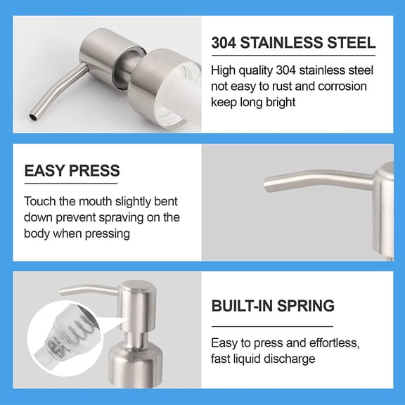 GVDCC-2 PCS Glass Soap Dispenser Pump Replacement, Lotion Bottle Top, Kitchen Sink Hand Wash Accessories, Bathroom Countertop Liquid Container Head