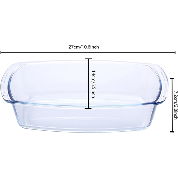 GVDCC-2 Pack 10Inch Glass Bread and Loaf Pan, Food Glass Molds for Baking Banana Bread, Meat Loaf, Pound Cake